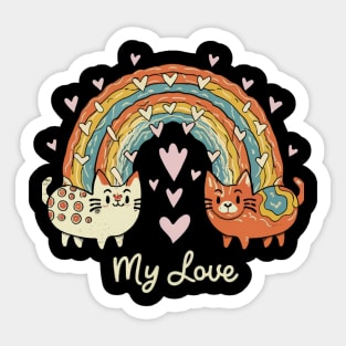 My Rainbow Cat is My Valentine Sticker